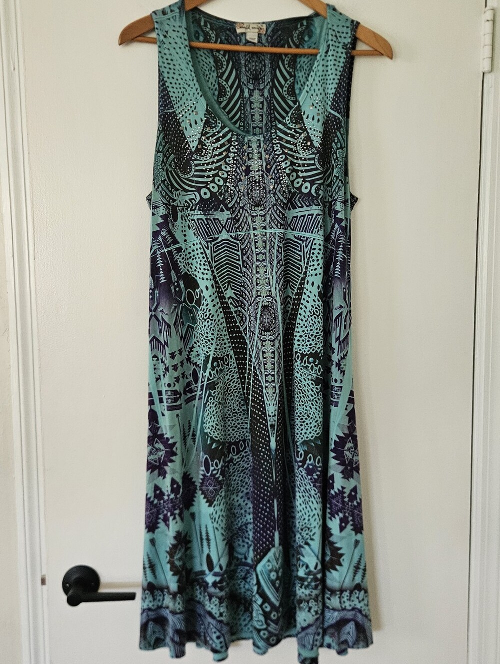 World Unity Womens Dress XL Boho Embellished Mini Y2K Artsy Fairy Grunge Hippie